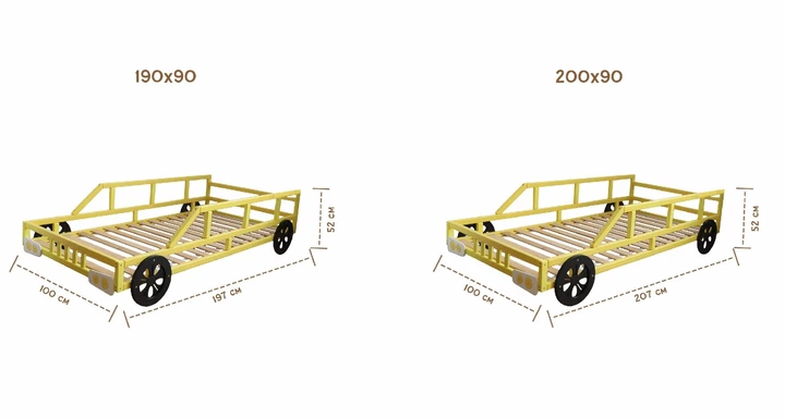 Детская кроватка-машинка на колесах Модель 16 от Busy Wood 190х90 см Голубой - изображение 14