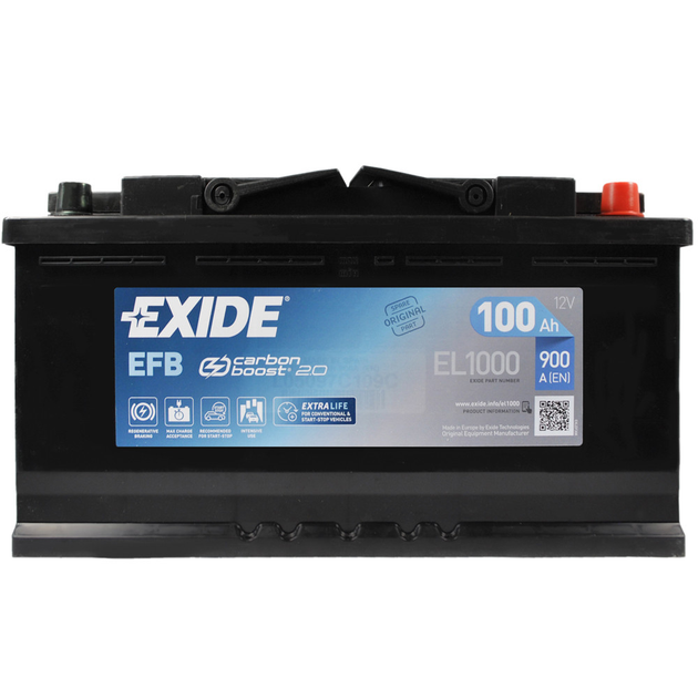 Автомобильный аккумулятор EXIDE Start-Stop EFB 100Ач 900A R+ EL1000 ...