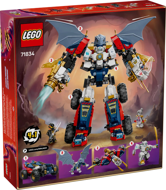 Конструктор LEGO Ninjago 4 в 1 Ультраобʼєднувальний робот Зейна 1187 елементів (71834) - зображення 9