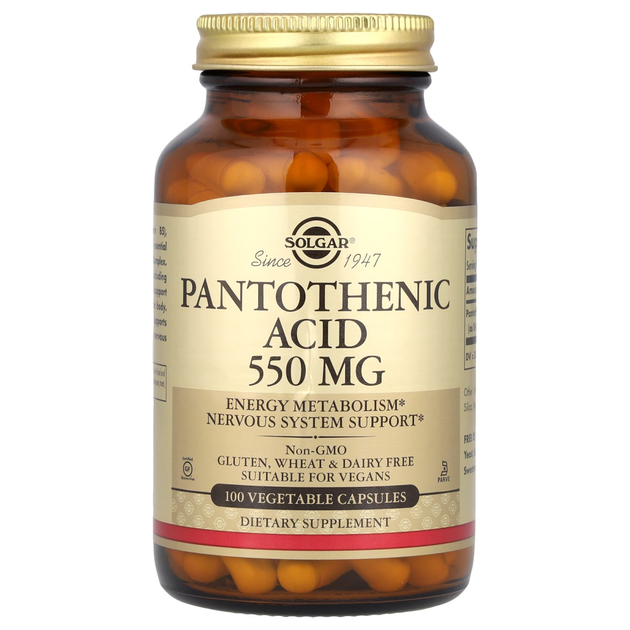Пантотеновая кислота Solgar (Pantothenic Acid) 550 мг 100 растительных ...