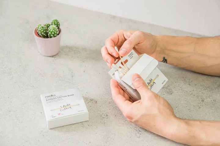 Бамбуковые ватные палочки Nordics Bamboo cotton buds Белые 100 шт (3800500324395) - изображение 2