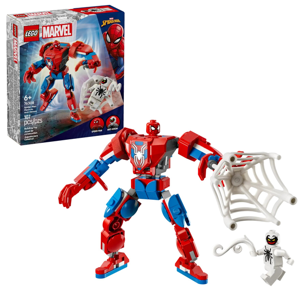 Zestaw klocków LEGO Super Heroes Marvel Mech Spider-Mana kontra Anti-Venom 107 elementów (76308) - obraz 2