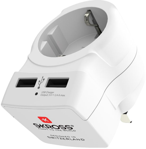 Мережевий зарядний пристрій Skross USB Europe to UK 7 A White (1.50028) - зображення 1