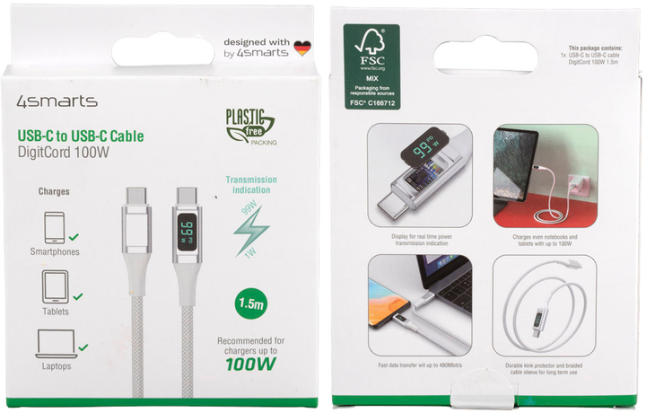 Кабель 4smarts DigitCord USB-C - USB-C 100W 1.5M White (4250774958762) - зображення 8