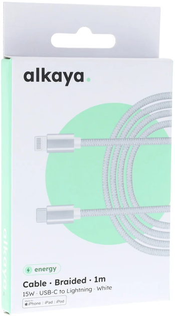 Кабель alkaya Speed Flex Braided USB-C - Lightning 15W 1M White (CL-60005) - зображення 2