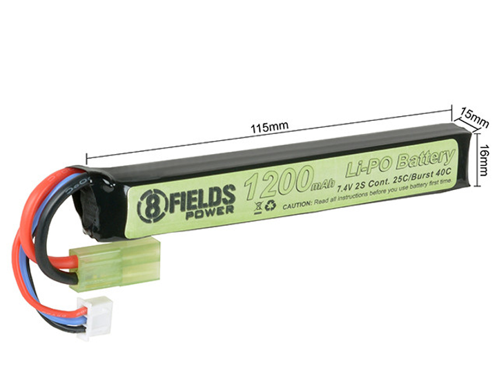 АКБ Li-Po 1200mAh 7,4V 25/40C [8FIELDS] (для страйкболу) - зображення 2