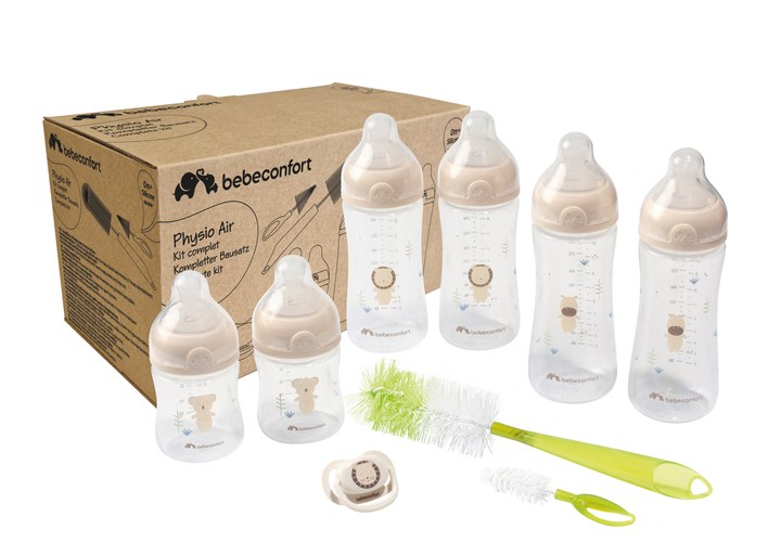 Повний набір Bebe Confort Physio Air Soft Sand 150 мл 270 мл х 2 шт 360 мл х 2 шт 2 шт з пустушкою та щіточкою  (3101202500) - зображення 2