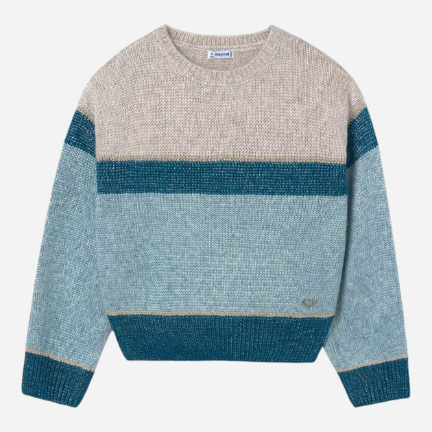 Sweter młodzieżowy dziewczęcy ciepły Mayoral 7.309-75 164 cm Beżowy/Niebieski (8445865504614) - obraz 4