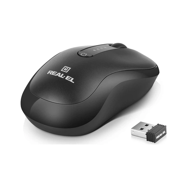 Мишка REAL-EL RM-450W Wireless/Bluetooth Black/Gray (EL123200046) - Фото 4 Мишка REAL-EL RM-450W Wireless/Bluetooth Black/Gray (EL123200046) - зображення 4