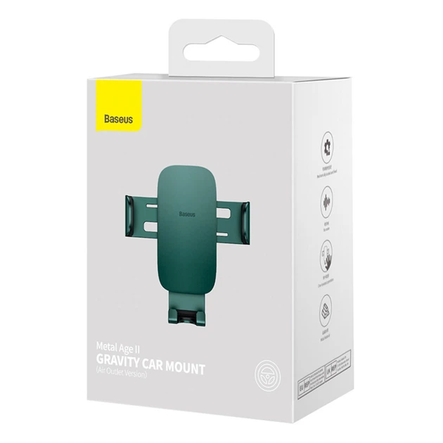 Держатель для телефона автодержатель Baseus Metal AgeⅡ Gravity Car Mount Air Outlet Version Dark Green (SUJS000006) - изображение 2