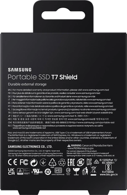 Накопичувач зовнішній SSD 2TB Samsung T7 Shield Blue (MU-PE2T0R/WW) - изображение 9