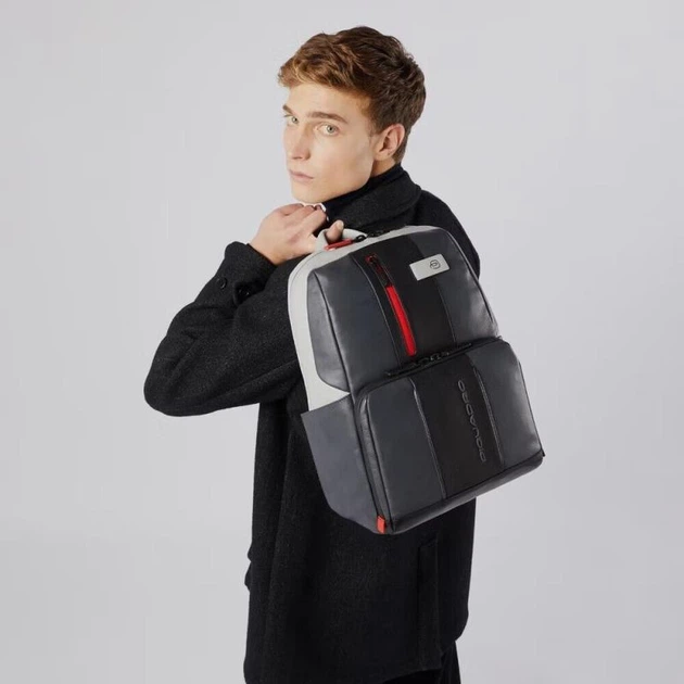 Рюкзак для ноутбука с подсветкой Piquadro URBAN (UB00) Grey-Black CA3214UB00BML_GRN - Фото 3 Рюкзак для ноутбука с подсветкой Piquadro URBAN (UB00) Grey-Black CA3214UB00BML_GRN - изображение 3