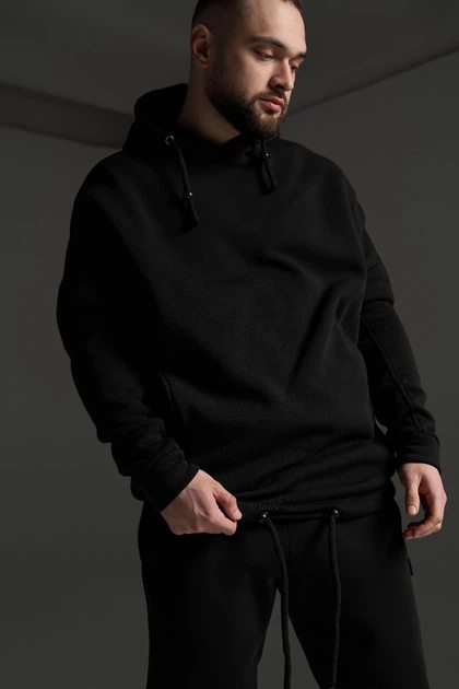 Костюм теплий чоловічий oversize чорний (5212197636/S-M) - Фото 3 Костюм теплий чоловічий oversize чорний (5212197636/S-M) - зображення 3