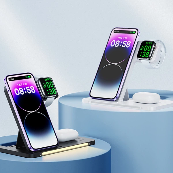 Бездротова зарядна станція для техніки Apple 3в1 15W REMAX RP-W70 з підсвіткою Чорний - Фото 5 Бездротова зарядна станція для техніки Apple 3в1 15W REMAX RP-W70 з підсвіткою Чорний - зображення 5
