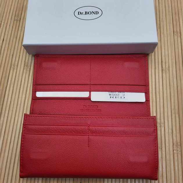 Кошелек женский из кожи красный W502-2 на магнитах 18×8.5 - изображение 3