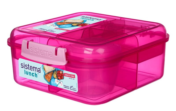 Pojemnik na lunch Sistema Bento Cube Lunch 1.25 L Różowy (5744001131343) - obraz 1