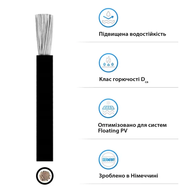 Кабель для солнечных панелей Solar DB+ 1х6 мм.кв KBE черный (1 пог.м) [730600015060QUSW] мягкий одножильный-многопроволочный - изображение 3