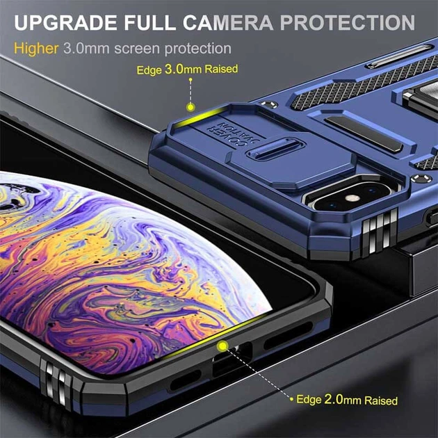 Ударопрочный чехол Camshield Army Ring для Apple iPhone XS Max (6.5") Синий / Navy Без бренда - изображение 3