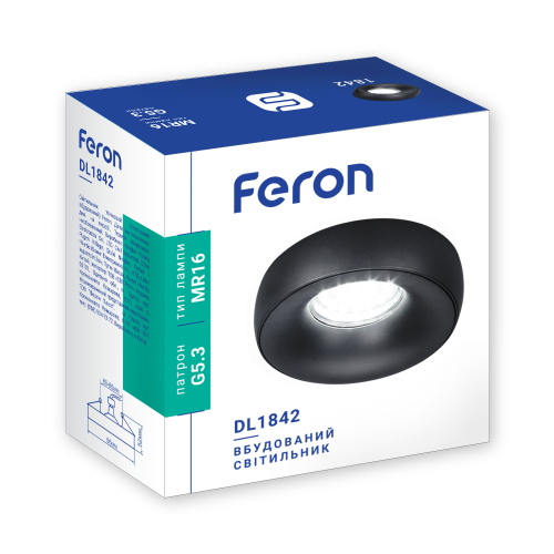 Встроенный светильник Feron DL1842 черный матовый - Фото 2 Встроенный светильник Feron DL1842 черный матовый - изображение 2