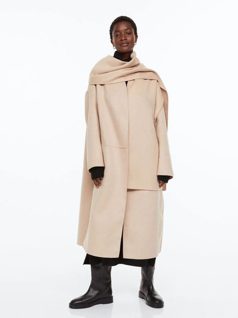 Пальто осеннее длинное женское H&M 060974284_beigenew M Светло-бежевое (KOZ6666000332325) - изображение 1