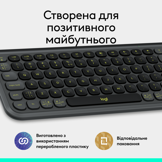 Клавіатура Logitech POP Icon Keys Graphite UKR (L920-013157) (7031715) - Фото 3 Клавіатура Logitech POP Icon Keys Graphite UKR (L920-013157) (7031715) - изображение 3