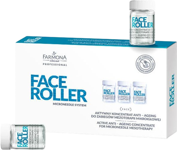 Aktywny koncentrat Farmona Face Roller anti-ageing do zabiegów mezoterapii mikroigłowej 5 x 5 ml (5900117003350) - obraz 1