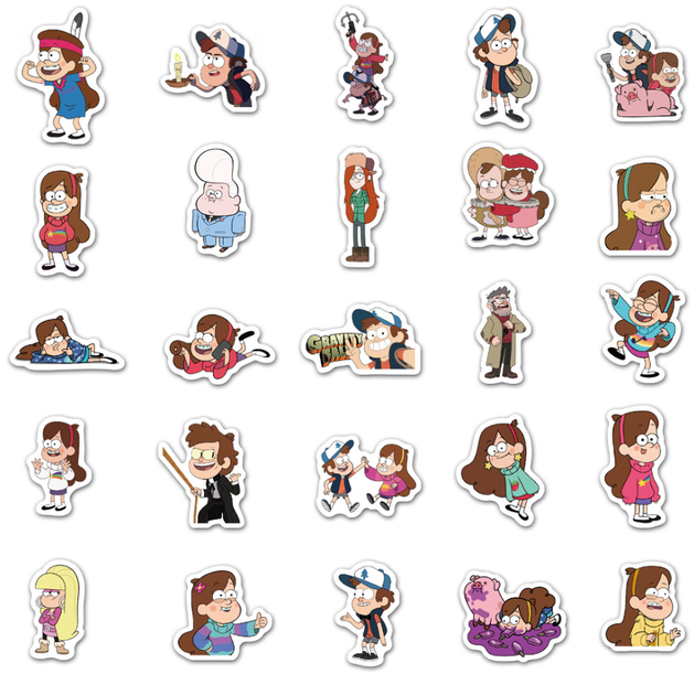 Набор многоразовых виниловых наклейок "Гравити фолс / Gravity Falls"50шт - Водостойкие стикеры для оклейки стикербомбинг. (II) 33709 - изображение 8