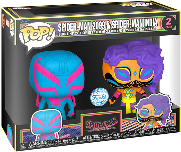 Zestaw figurek Funko Pop! Spider Man Across the Spiderverse Spider Man 2099 and Spider Man India Exclusive 10 cm 2 szt (889698739382) - obraz 1