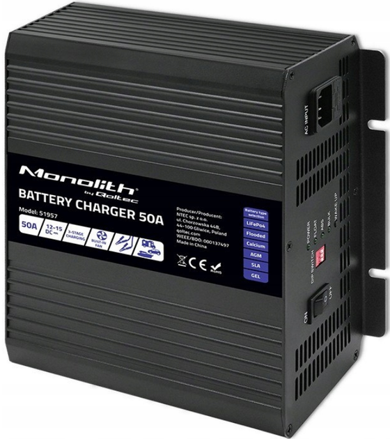Зарядное устройство для аккумуляторов LiFePO4 AGM GEL SLA 50A 12V Qoltec - изображение 7