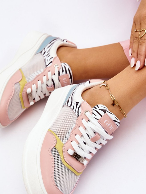 Sneakersy damskie ze skóry naturalnej do kostki GOE LL2N4053 38 Wielokolorowe (5903163987308) - obraz 7