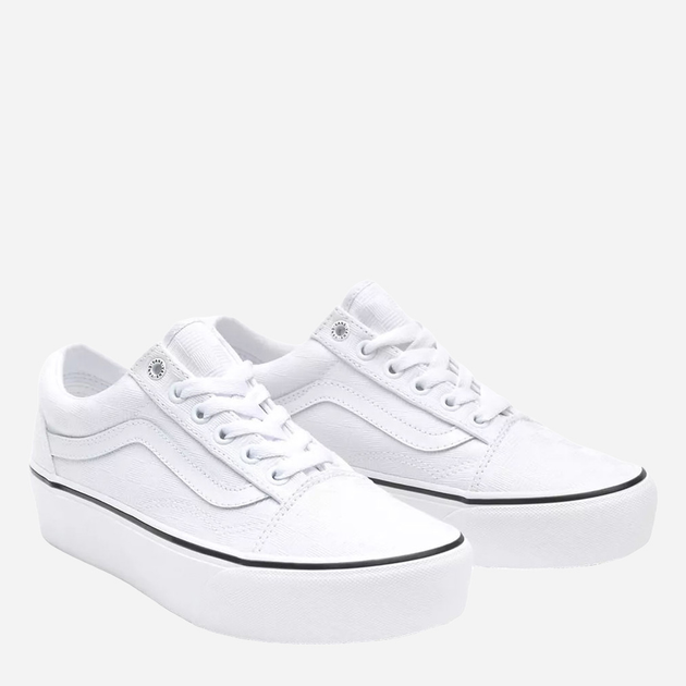 Жіночі кеди низькі Vans Old Skool Platform Tonal Checkerboard VN0A3B3U42B 40.5 Білі (194902658114) - зображення 3
