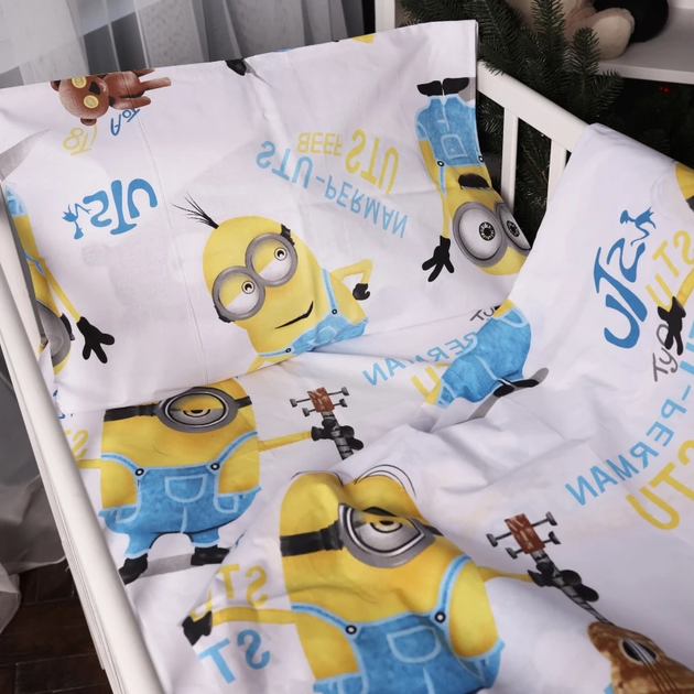 Акція на Простирадло MirSon Kids Time Полуторне 150 х 200 см 17-0702 Minion Team Бязь від Rozetka