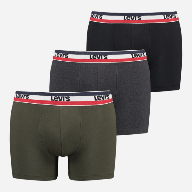 Набір трусів-боксерів чоловічих бавовняних Levi's Logo Boxer Brief 3P 100002870-009 XL 3 шт Хакі (8720245437530) - зображення 1