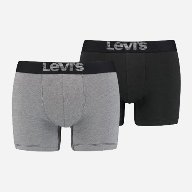 Набір трусів-боксерів чоловічих бавовняних Levi's Opt Ill Boxer Brief Org Co 701203921-007 L 2 шт Сірий/Чорний (8720245183642) - зображення 1