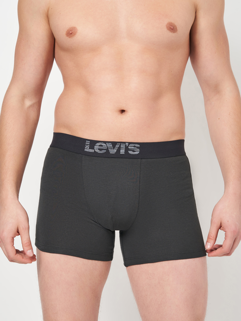 Набір трусів-боксерів чоловічих бавовняних Levi's Opt Ill Boxer Brief Org Co 701203921-007 XL 2 шт Сірий/Чорний (8720245183659) - зображення 2