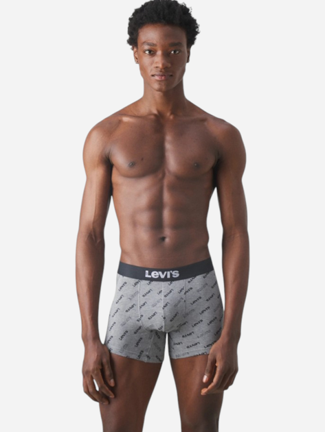 Набір трусів-боксерів чоловічих бавовняних Levi's Logo Aop Boxer Brief Org Co 701227428-002 M 2 шт Сірий (8720245581585) - зображення 5