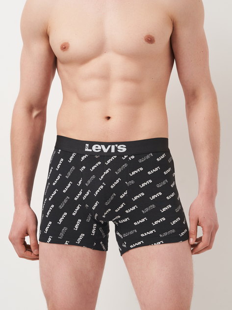 Zestaw majtek męskich typu bokserki bawełnianych 2 szt Levi's Logo Aop Boxer Brief Org Co 701227428-003 2XL Czarny (8720245581660) - obraz 3