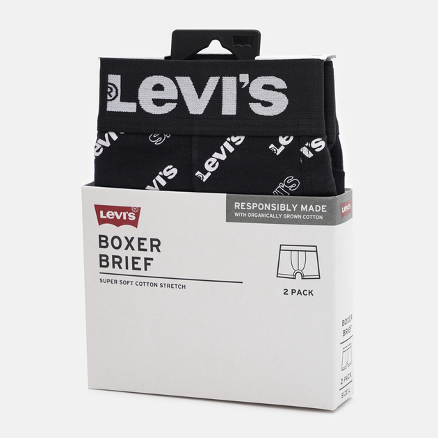 Zestaw majtek męskich typu bokserki bawełnianych 2 szt Levi's Logo Aop Boxer Brief Org Co 701227428-003 2XL Czarny (8720245581660) - obraz 7
