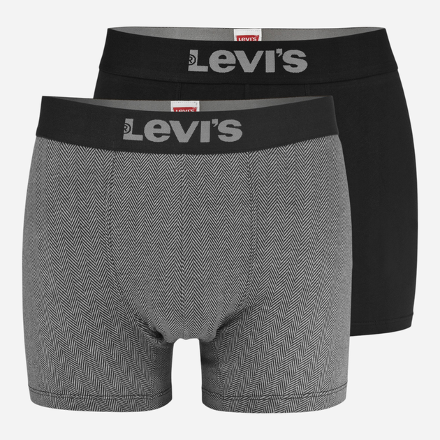 Набір трусів-боксерів чоловічих бавовняних Levi's Herringbone Boxer Brief 2P 701229543-003 L 2 шт Чорний/Сірий (8720245660143) - зображення 1