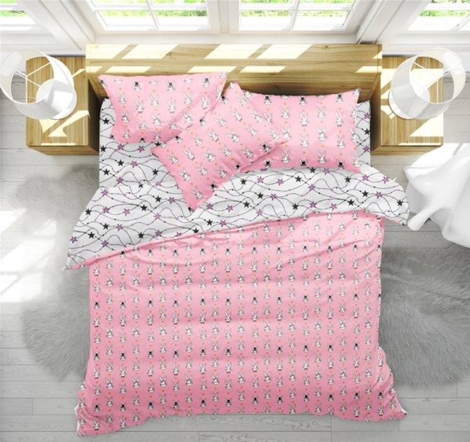 Акція на Наволочка MirSon Бязь 17-0528 Bunnies pink 45 x 45 см від Rozetka