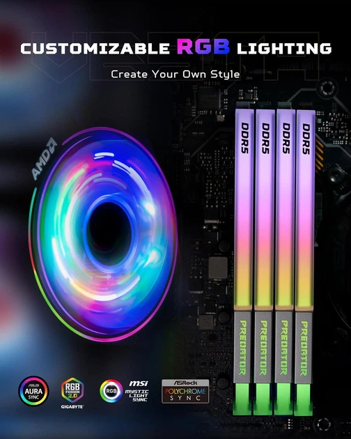 Оперативная память Acer Predator Vesta II RGB Silver DDR5 UDIMM