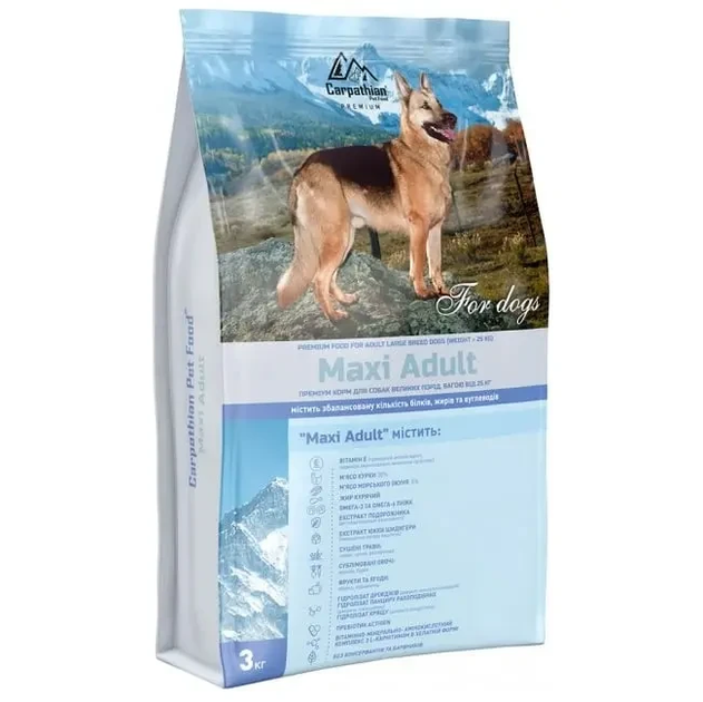 Сухой корм для собак Carpathian Pet Food Maxi Adult, 3 кг - Фото 1 Сухой корм для собак Carpathian Pet Food Maxi Adult, 3 кг - изображение 1