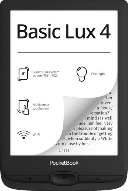 Электронная книга с подсветкой PocketBook 618 Basic Lux 4 Ink Black ...