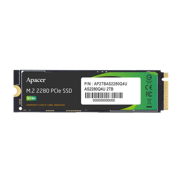 Накопичувач SSD M.2 Apacer AS2280Q4U 2TB 2280 PCIe 4.0x4 NVMe 3D Nand Read/Write: 7400/7000 MB/sec (AP2TBAS2280Q4U-1) - Фото 4 Накопичувач SSD M.2 Apacer AS2280Q4U 2TB 2280 PCIe 4.0x4 NVMe 3D Nand Read/Write: 7400/7000 MB/sec (AP2TBAS2280Q4U-1) - зображення 4