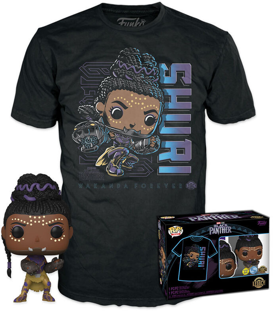 Подарунковий набір Funko Pop! & Tee Marvel Black Panther Shury Exclusive Фігурка 9 см + Футболка Розмір S (889698648776) - зображення 2