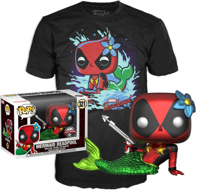 Подарунковий набір Funko Pop! & Tee Marvel Deadpool Mermaid Exclusive Фігурка 9 см + Футболка Розмір S (889698340335) - зображення 1