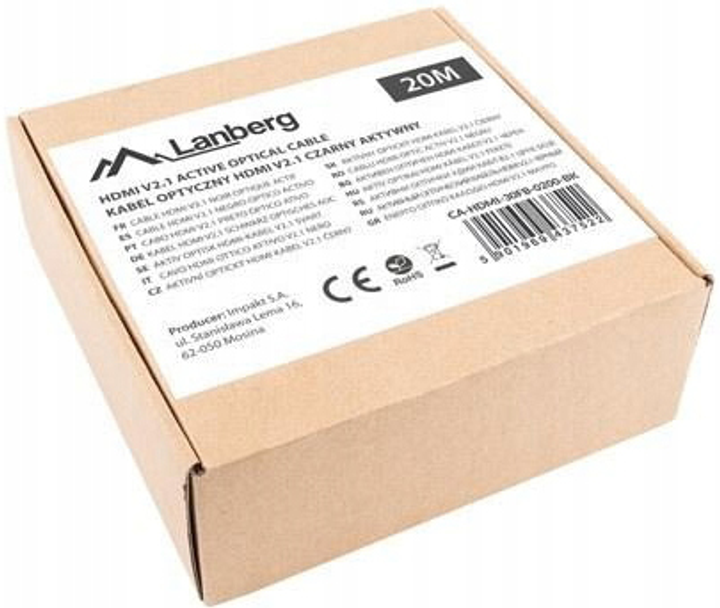 Kabel Lanberg HDMI – HDMI v2.1 20 m Black (CA-HDMI-30FB-0200-BK) - obraz 5