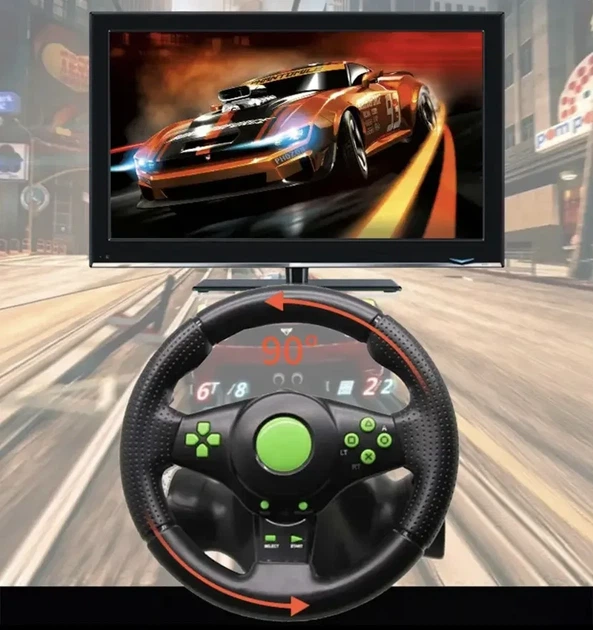 Ігрове мультимедійне універсальне кермо з педалями для ПК/PC PS2 PS3, Кермо для перегонів і комп'ютерних ігор - зображення 6
