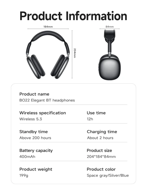 Беспроводные наушники Borofone BO22 Bluetooth стерео гарнитура с микрофоном Dark-Grey - изображение 6