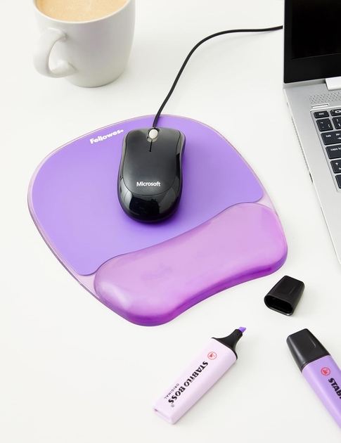Підкладка під зап'ястя Fellowes Crystal Mouse & Wrist Pad Gel Purple (77511914416)  - зображення 6